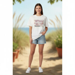 Women's Hanes Softball Graphic Short Sleeve Tee M Off-White Pink